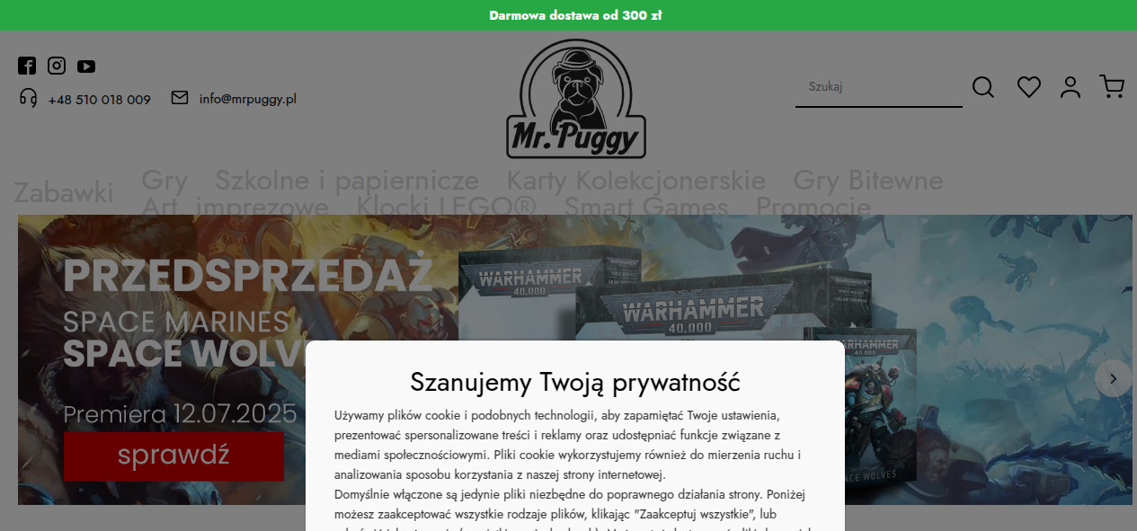 Mr. Puggy | Sklep z zabawkami i artykułami papierniczymi | Kraków